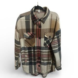 Zenana Pixel-Plaid Button Down Women’s Shacket